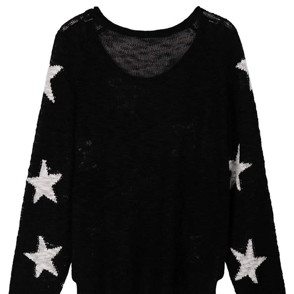 New Batwing Sleeve Raglan Sweater with Stars - Picture 3 of 6